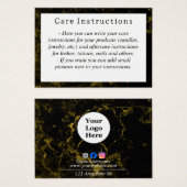 Zwart en goud marmer Care Instructie Kaart (Voorkant /achterkant)