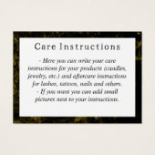 Zwart en goud marmer Care Instructie Kaart (Voorkant)