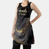 Zwart en goud Marmer Custom Nail Salon Schort (Insitu)