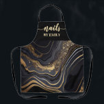 Zwart en goud Marmer Custom Nail Salon Schort<br><div class="desc">Zwart en goud Marmer Custom Nail Salon Schorten design met nail art thema's of branding voor nail techs.</div>