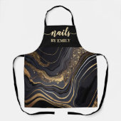 Zwart en goud Marmer Custom Nail Salon Schort (Voorkant)