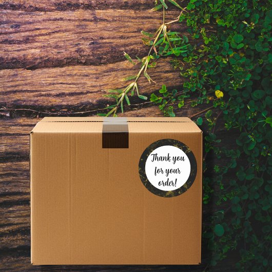 Zwart en goud marmer Dank u Ronde Sticker
