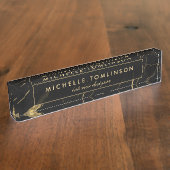 Zwart en Goud Marmer Designer Naamplaat Naambordje (Zijkant)