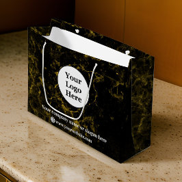Zwart en goud marmer groot cadeauzakje