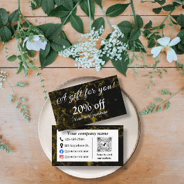 Zwart en goud marmer kortingskaartje