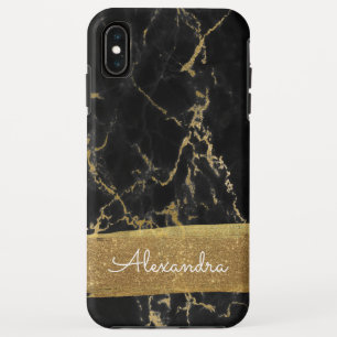Zwart en goud marmer met goudfolie en glitter Case-Mate iPhone case