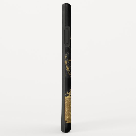 Zwart en goud marmer met goudfolie en glitter Case-Mate iPhone case (Achterkant/rechts)