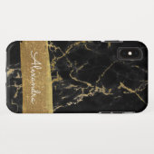 Zwart en goud marmer met goudfolie en glitter Case-Mate iPhone case (Achterkant (horizontaal))