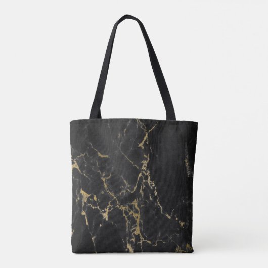 Zwart en Goud Marmer Monogram Boekentas Tote Bag (Achterkant)