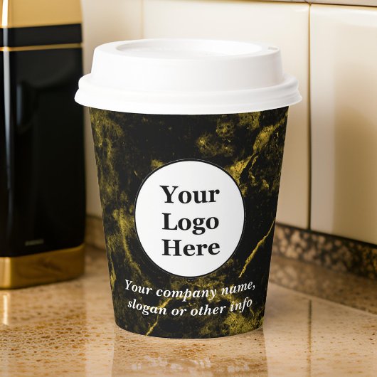 Zwart en goud marmer papieren bekers