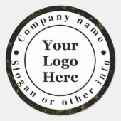 Zwart en goud marmer ronde sticker (Voorkant)