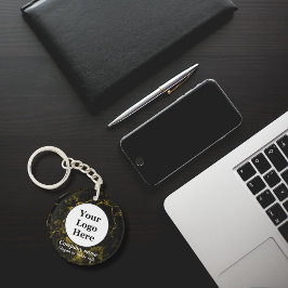 Zwart en goud marmer sleutelhanger