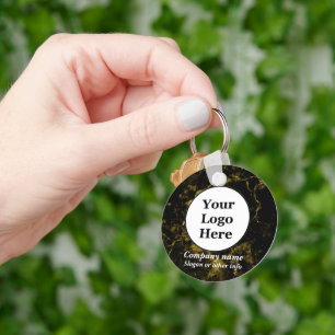 Zwart en goud marmer sleutelhanger