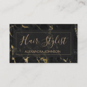 Zwart en Goud Marmer Trendy Hair Stylist Visitekaartje (Voorkant)