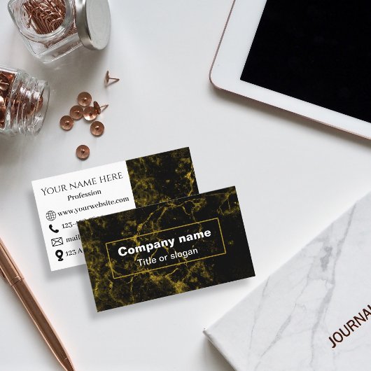 Zwart en goud marmer visitekaartje