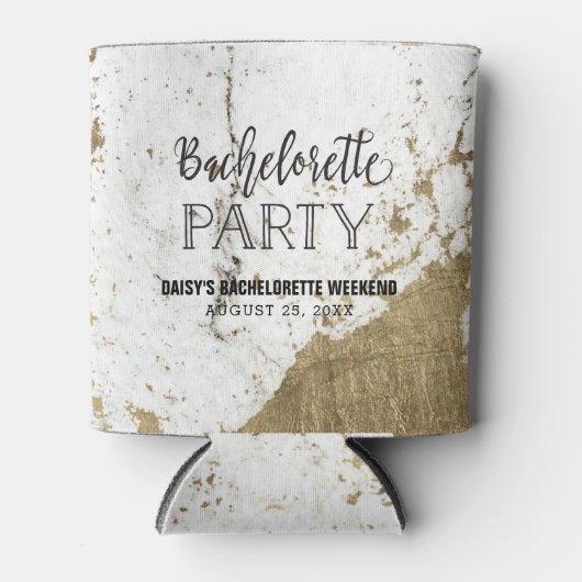 Zwart en Goud Marmeren Bachelorette Party Coozie (Voorkant)