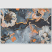 Zwart en Goud Marmeren Bloemen Luxe Decoupage Tissuepapier (Voorkant)