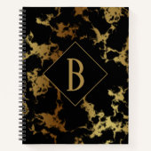 Zwart en Goud Marmeren bruiloft Jubileum Party Notitieboek (Voorkant)