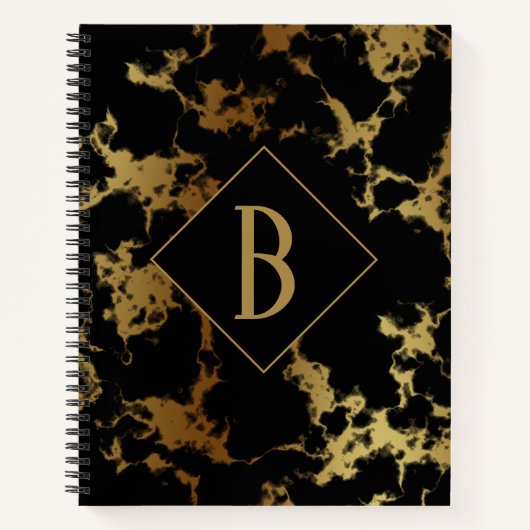 Zwart en Goud Marmeren bruiloft Jubileum Party Notitieboek (Voorkant)