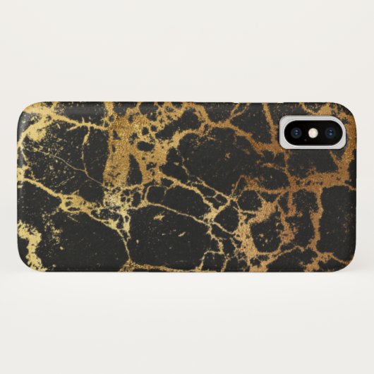 Zwart en Goud Marmeren iPhone / iPad hoesje (Achterkant (horizontaal))