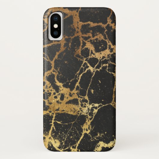 Zwart en Goud Marmeren iPhone / iPad hoesje (Achterkant)
