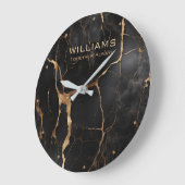 Zwart en Goud Marmeren Klokken Gepersonaliseerd (Hoek)