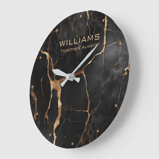 Zwart en Goud Marmeren Klokken Gepersonaliseerd (Hoek)