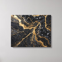 Zwart en goud marmeren luxe canvasprint - Elegant