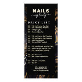 Zwart en Goud Marmeren Nagelsalon Prijslijst Reclamekaart (Voorkant)