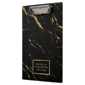 Zwart en Goud Marmeren Ontwerper Gepersonaliseerd Klembord (Links)