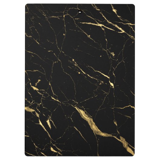 Zwart en Goud Marmeren Ontwerper Gepersonaliseerd Klembord (Achterkant)