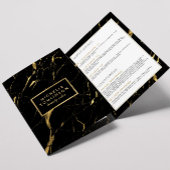 Zwart en goud marmeren salon of productbrochure drieluik kaart