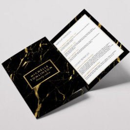 Zwart en goud marmeren salon of productbrochure drieluik kaart