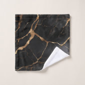 Zwart en Goud Marmeren Steen Textuur Bad Handdoek (Wasdoekje)