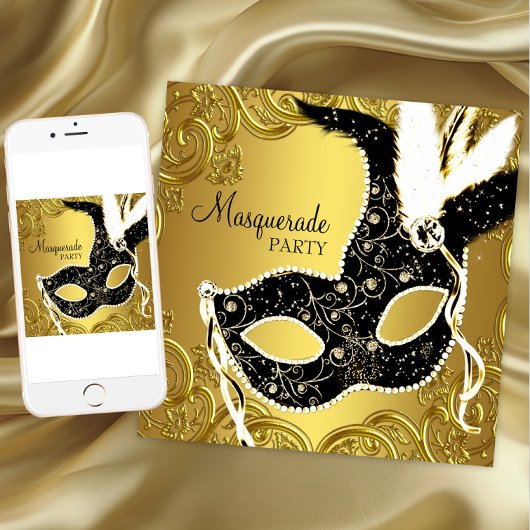 Zwart en Goud Masker Masker Maskerade Party Kaart