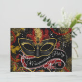 Zwart en Goud Maskerade Feest Kaart (Staand voorkant)
