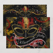 Zwart en Goud Maskerade Feest Kaart (Voorkant / Achterkant)
