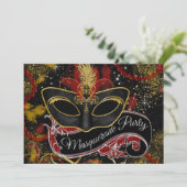 Zwart en Goud Masquerade Party Kaart (Staand voorkant)