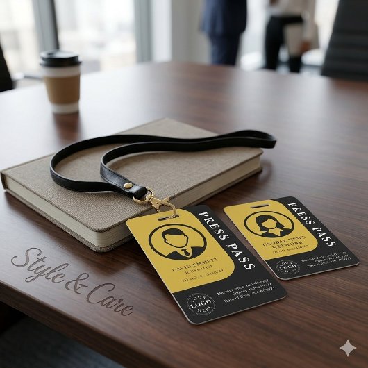 Zwart en Goud Media Pas met Foto en QR-code Badge