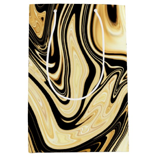 Zwart en goud medium cadeauzakje (Voorkant)