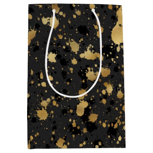 Zwart en goud medium cadeauzakje (Voorkant)