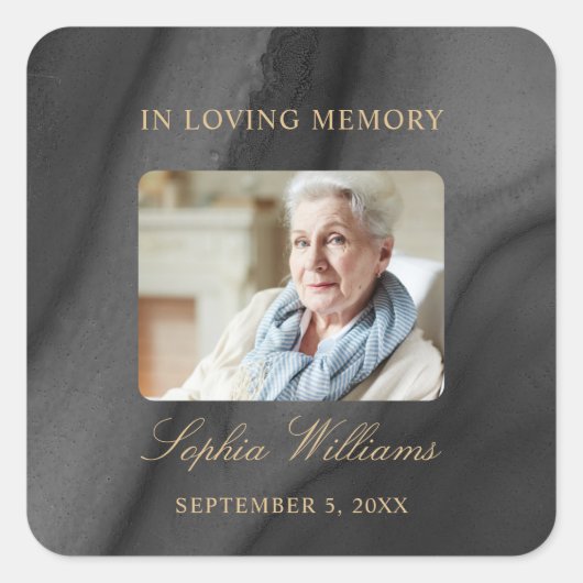 Zwart en Goud Memorial Begrafenisplein Sticker (Voorkant)