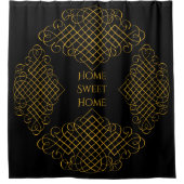 Zwart en goud met aangepast bericht douchegordijn (Voorkant)