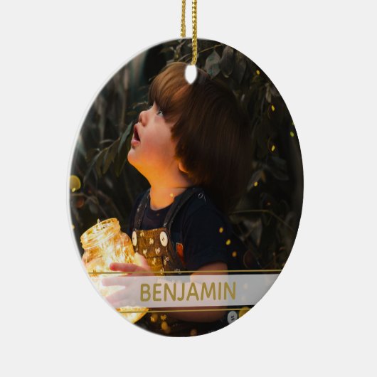 Zwart en goud met afbeelding Kerstmis Keramisch Ornament (Rechts)