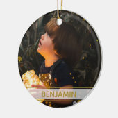 Zwart en goud met afbeelding Kerstmis Keramisch Ornament (Links)