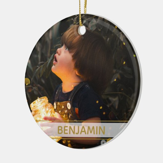 Zwart en goud met afbeelding Kerstmis Keramisch Ornament (Links)