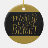 Zwart en goud met afbeelding Kerstmis Keramisch Ornament (Achterkant)