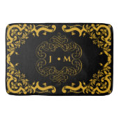 Zwart en goud met decoratieve elementen badmat (Voorkant)