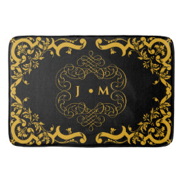 Zwart en goud met decoratieve elementen badmat