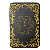 Zwart en goud met decoratieve elementen badmat (Voorkant Verticaal)